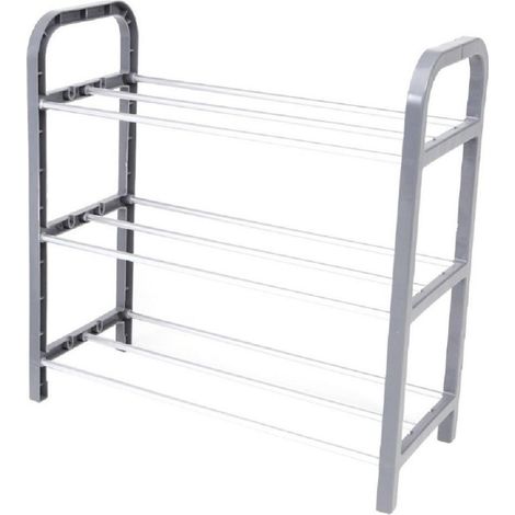TrAdE Shop Traesio - Scarpiera In Plastica 3 Ripiani Livelli Salvaspazio 40x19x42cm Porta Scarpe Casa - (1/2)