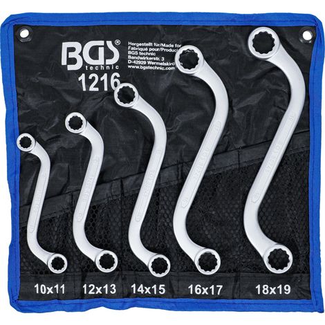 Jeu de clés à œil doubles en S 10 x 11 - 18 x 19 mm 5 pièces Kraftmann (1/4)