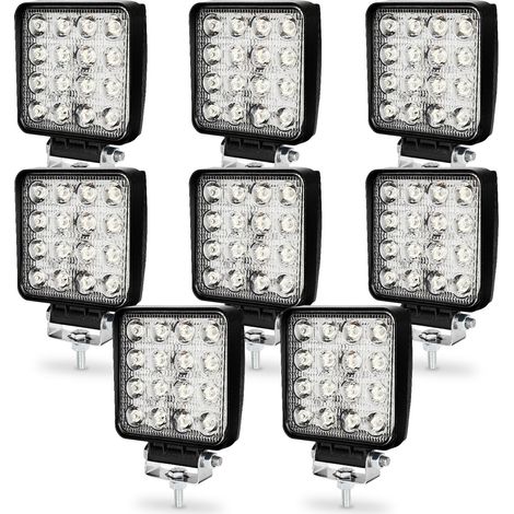 SWANEW 8PCS 48W Phare de Travail Carre a Leds DC 12V 24V Quad Camion Bateau Tracteur Offroad Imperméable (1/5)