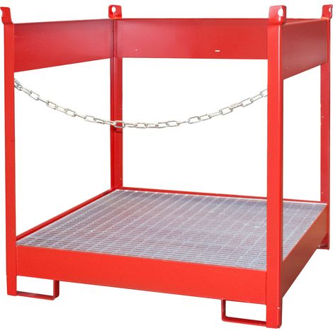 Bauer Fass-Stapelpalette FSP-4, seitlich offen, Feuerrot