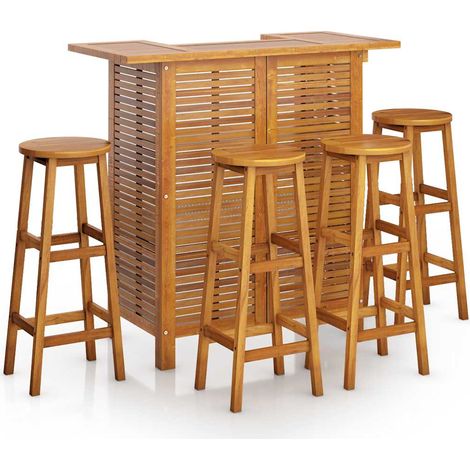 Maison Exclusive - 5-tlg. Gartenbar-Set Massivholz Akazie (1/5)