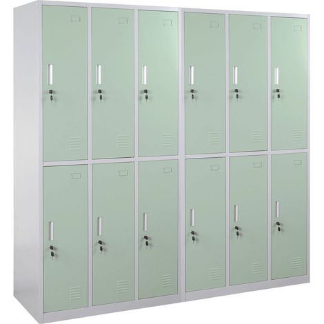 Schließfach Preston T829, Schließfachschrank Wertfachschrank Spind, Metall 12 Fächer grün (1/5)