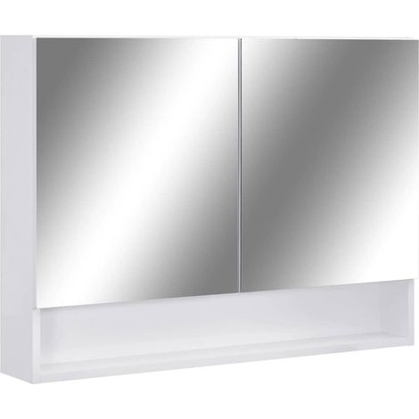 Mobile da Bagno Armadietto a Specchio con LED Bianco 80x15x60 cm in MDF (1/5)