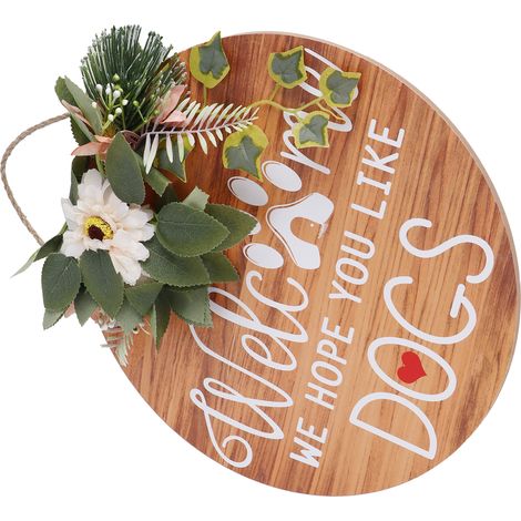 Panneau de bienvenue décoratif pour porte d'entrée, panneau rond en bois à suspendre, couronnes de photos, décoration murale (1/5)