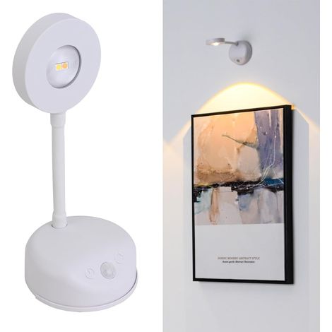 CCYKXA Kabellose Wandleuchte, wiederaufladbare LED-Bilderleuchte, batteriebetriebene Wandleuchte, Lampe mit Bewegungssensor, 3 Dimmstufen, für Bilder, Schaufenster, Darts, Fotos, Porträts