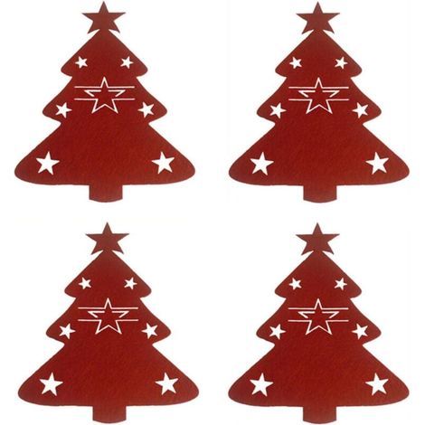 12 Pièces Porte-Couverts Sapin De Noël Titulaire D'Couverts Poche Coutellerie Sac De Vaisselle Décoration De Table Noël (1/4)