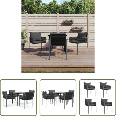 vidaXL Salle à manger extérieure - Ensemble à manger de jardin 5 pcs coussins résine tressée acier (1/5)