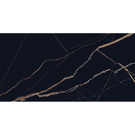 Mexen Fossil Black gres esmaltado rect. G1, baldosas para suelos y paredes 120 x 60 cm, alto brillo - TL213-120-060-00