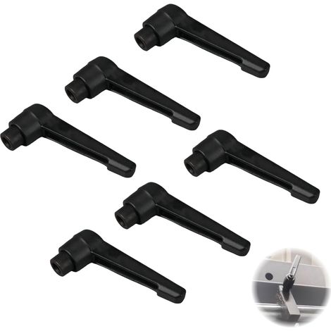 Lot de 6 - Levier de serrage - Poignée métallique - Filetage intérieur M6 - Réglable pour machines-outils et soudure - Acier allié - Argent - M6 (1/5)