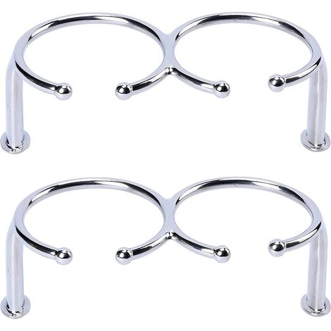 Made Paire de porte-gobelets à double anneau ouvert en acier inoxydable 316 de qualité marine poli pour bateau, yacht, camion, camping-car, voiture, remorque (1/5)
