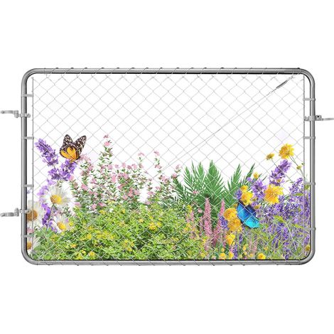 VEVOR Cancello per Recinzione a Maglie di Catena, 183 x 122 cm, Cancello da Giardino in Acciaio Zincato Antiruggine, Pannello Regolabile per Cortile Vialetto Agricolo con Accessori Completi (1/5)