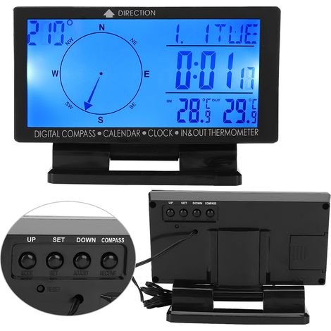 CD60 Multifunktionales digitales Autothermometer mit Uhr und Navigationsfunktion, automatischer Temperaturanzeige, Digitalanzeige, präzisem Bordwerkzeug (1/5)