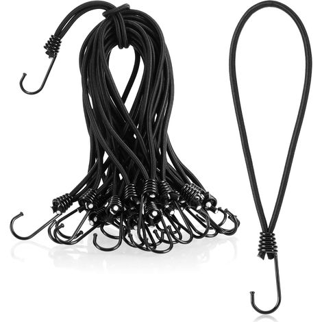 25 Stück Elastikseile mit Spiralkopf-Haken, 24cm Gummispanner für Zelt, Plane, Camping, Pavillon, Netz, Werbebanner, Universeller Verstärkter Spanngurt