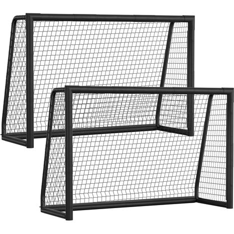 Wolketon 2er Set Fußballtor 240 x 160 x 80 cm – Fußballtor für Kinder & Erwachsene, Metalltormit Torwand & Netz, für Garten & Außenbereich, Schwarz