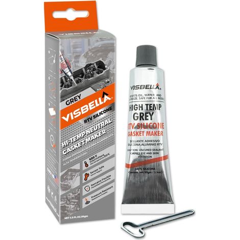 Hautes températures Mastic Gasket Maker Neutre RTV, Huile et Eau, Flexible, Joint en Silicone, pour la réparation de Moteurs 99g (Gris) (1/5)