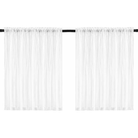 2 Rideaux Voilage 76x60 cm pour Petites Fenêtres, Rideaux de Cuisine Semi-Transparents, Court pour Salon, Salle de Bain, Style Bistro, Blanc - Légers & Intimité (1/5)