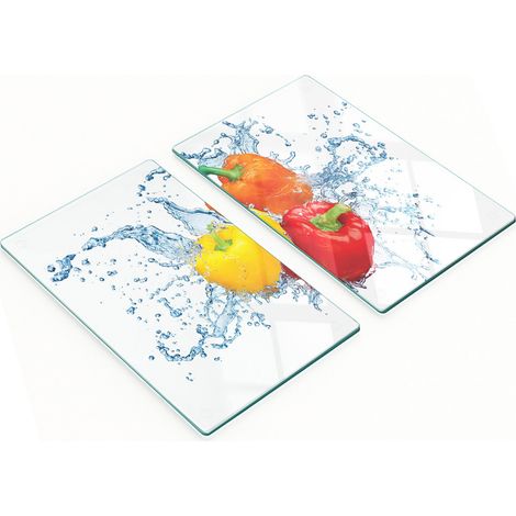 Tablas de vidrio decorativas multifuncionales para cocina, color pimentón, 2x30x52 cm. (1/5)
