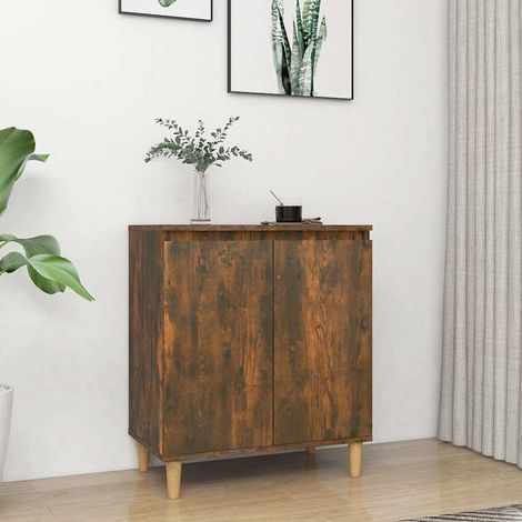 Aparador madera contrachapada color roble ahumado 60x35x70 cm (1/4)