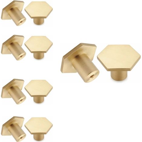 Pack of 10, Brushed Brass Furniture Knobs, Gold Dresser Drawer Knobs, for Cabinets, Cupboards, Bathroom and Kitchen, 30 x 20mm (1/3)