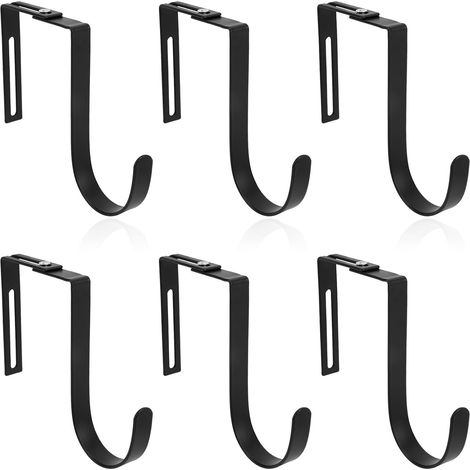 6pcs Crochets Réglables pour Armoire, Crochets Porte Robustes Suspendre Vêtements Serviettes Manteaux Chapeaux pour Maison Chambre Bureau Vestiaire Aucun Perçage Requis(Noir) (1/5)