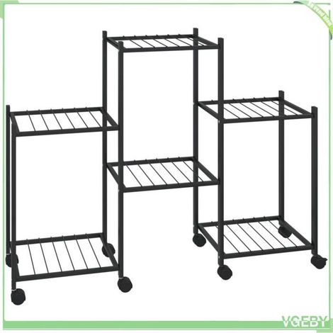 Jardinière / Support à fleurs - FAFEICY - 343126 - 83x25x63,5 cm - Noir - Fer avec roues (1/5)