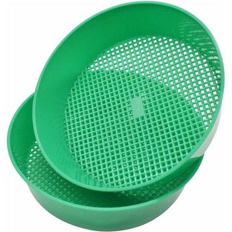 Tamis de jardin en plastique - Lot de 2 pièces - Diamètre 20,8 cm - Maille 3-3,5 mm - Vert - Polyvalent pour jardinage (1/5)