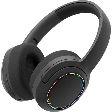 Casque Bluetooth 5.3 sans fil, pliable, éclairage LED multicolore, stéréo, microphone et coussinets confortables