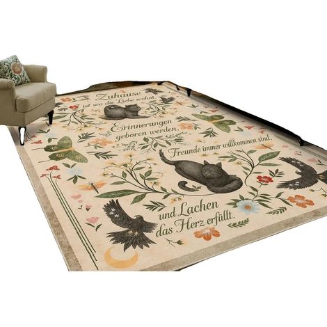 Alfombra para pasillo, antideslizante, resistente a las manchas, color camel, 160x230cm (1/2)