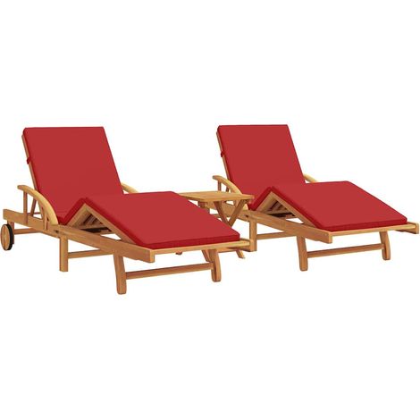 Maison Exclusive - Sonnenliege 3 pcs Rot 200 x 67 x 84 cm Massivh