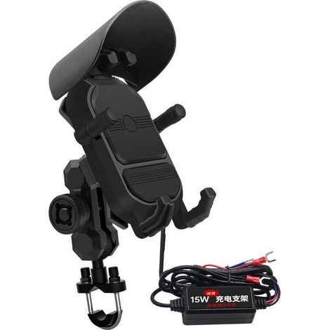 Jeffergarden Support de téléphone pour moto 15 W, charge rapide sans fil, absorption des chocs, réglable, pour Ninja 250 300 400 650