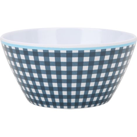 Grand bol alimentaire écologique de 148 x 72 mm, récipient pour aliments, vaisselle de cuisine, pour salades, soupes, motif à carreaux bleu foncé (1/5)