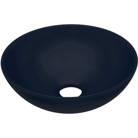 Lavabo de cuarto de baño redondo de cerámica azul oscuro vidaXL