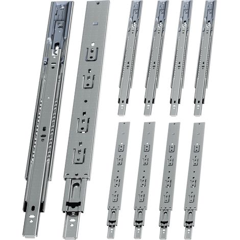 Wolketon 5 Paar Schubladenschienen 400 mm Vollauszug, 3-teilig, Softclose mit Selbsteinzug, 45 kg Tragkraft, Schubladenauszug aus Stahl (1/5)