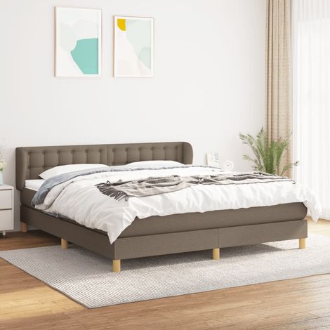 Lit double Lit à sommier tapissier avec matelas Lit Adulte Taupe 180x200 cm Tissu BVM28461 (1/5)