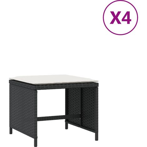 Tabourets de jardin,Repose-pied et coussins lot de 4 noir 41x41x36 cm rotin CFW10308 (1/5)