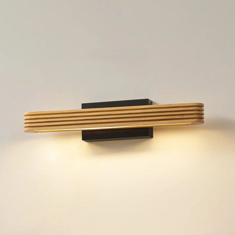 [GEBRAUCHT] B-Ware Lucande Led Wandleuchte Lampe Lieske Led Holz Schwarz 40 Cm Leuchte Spot