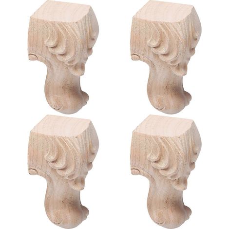 Ensemble de 4 pieds de meubles rétro, pieds de table, pieds de canapé en bois sculpté de style européen (1/5)