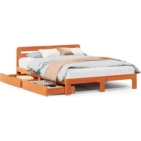 Maison Exclusive - Giroletto senza Materasso Marrone Cera 150x200 cm Legno di Pino (1/5)