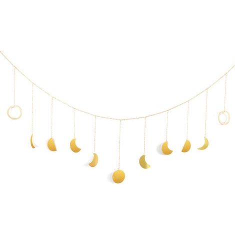 Guirlande de phases de lune - ornements bohèmes pour la maison en métal, décoration de Ramadan en macramé à suspendre pour mariage intérieur, bureau à domicile, dortoir pour chambre d'enfant (1/3)