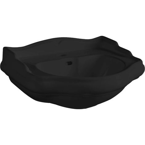 Sapho Kerasan Retro - Lavabo 56x47 cm, con troppopieno, foro per la rubinetto, nero opaco 104531 (1/4)