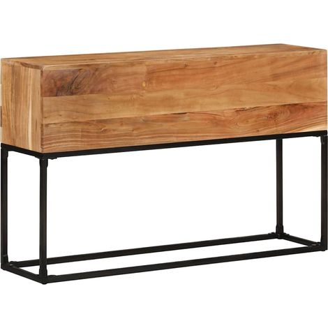 Table console en bois d’acacia massif, pieds en fer, marron, 120 x 30 x 75 cm - PANGIVO (1/5)