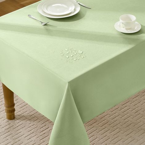 Nappe Vert de Printemps Rectangulaire 240x140 cm Anti Tache Nappes Aspect Lin, Déperlante (1/5)