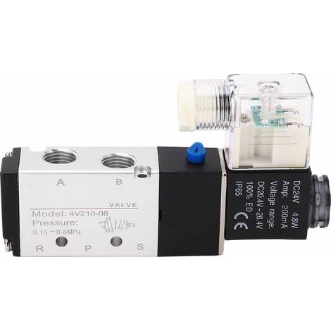 Électrovanne électrique 4V210-08, 2 positions normales, 5 voies, vidange d'air comprimé pour atelier automatique, DC 24V (1/5)