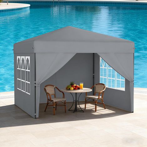 Faltpavillon 3x3m wasserdicht, höhenverstellbar, mit 4 Seitenwänden (1/5)