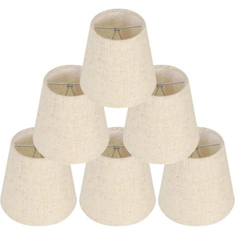 [NIEMALS VERWENDET] 6-teiliges Lampenschirm-Set für Tischlampen, Klemmlampenschirme, Ersatz-Leinenlampenschirme, kleine Klemmlampenschirme für Nachttische, Kristallwandleuchten und Kerzenständer (1/4)