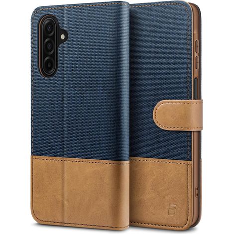 BEZ Coque pour Samsung A17 5G, Etui pour Samsung Galaxy A17 5G Housse en Cuir de Protection, Portefeuille en Cuir Polyuréthane, Crochet, Pochette pour Monnaie, Fermeture Magnétique, Bleu (1/5)
