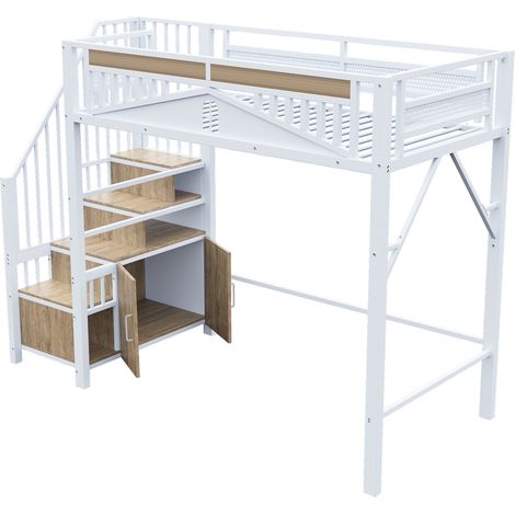 GagaLit mezzanine métal 90x200 cm blanc fenêtre LDT00275AAK (1/5)