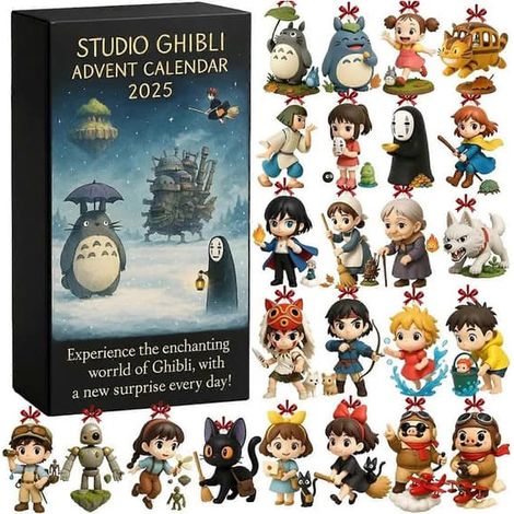 Calendrier de l'Avent Anime Ghibli 2025, coffret cadeau de compte à rebours de Noël de 24 jours avec 24 figurines 3D Anime pour enfants et adultes[D]