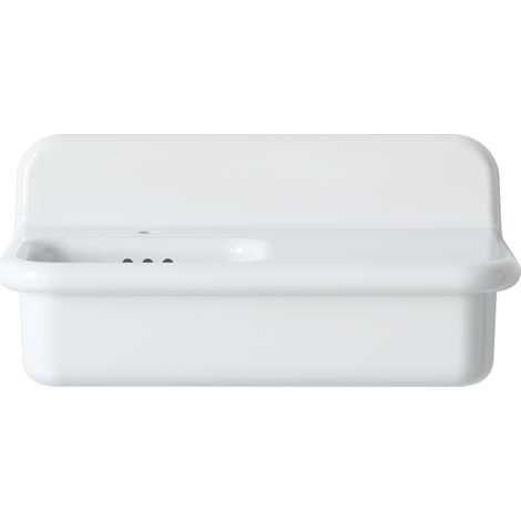 Lavabo rétro asymétrique en céramique 80 cm - True Colors Lite - Blanc (1/4)