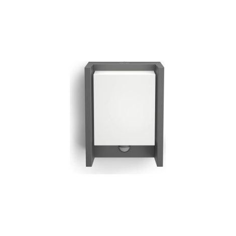 APLIQUE EXTERIOR PHILIPS ARBOUR 6W SENSOR MOVIMIENTO 600lm 4000K IMPERMEABLE IP44 ALUMINIO ANTRACITA